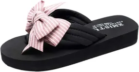 MIOKE Women's Bowknot Wedge Flipflops Sandals Fashion Summer Comfort Nonslip Platform Beach Thong Sandals
