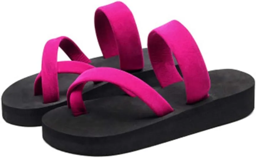 MIOKE Women's Strappy Flat Flipflops Summer Platform Slip On Comfort Nonslip Casual Beach Thong Sandals