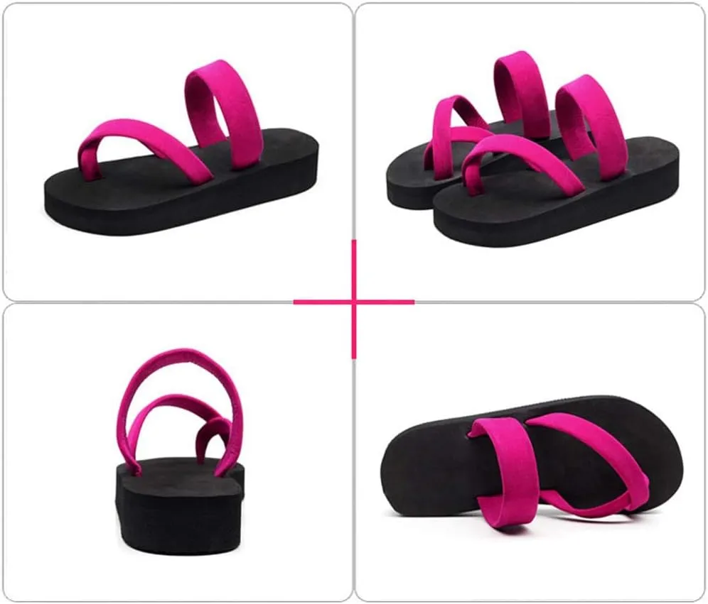 MIOKE Women's Strappy Flat Flipflops Summer Platform Slip On Comfort Nonslip Casual Beach Thong Sandals