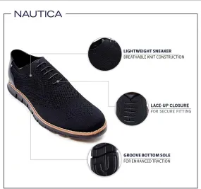 Nautica Men's Knit Dress Oxford Dress Sneakers: Breathable, Stylish, Lightweight & Comfortable - Ideal for Business or Walking