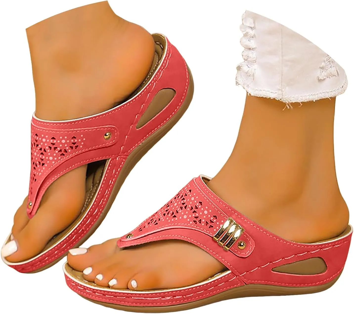 Orthopedic Sandals for Women Dressy Comfortable Arch Support Flip Flops Wedge Sandals Summer Vacation Beach Shoes