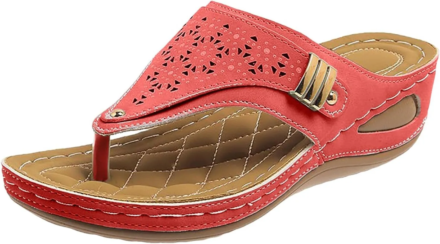 Orthopedic Sandals for Women Dressy Comfortable Arch Support Flip Flops Wedge Sandals Summer Vacation Beach Shoes
