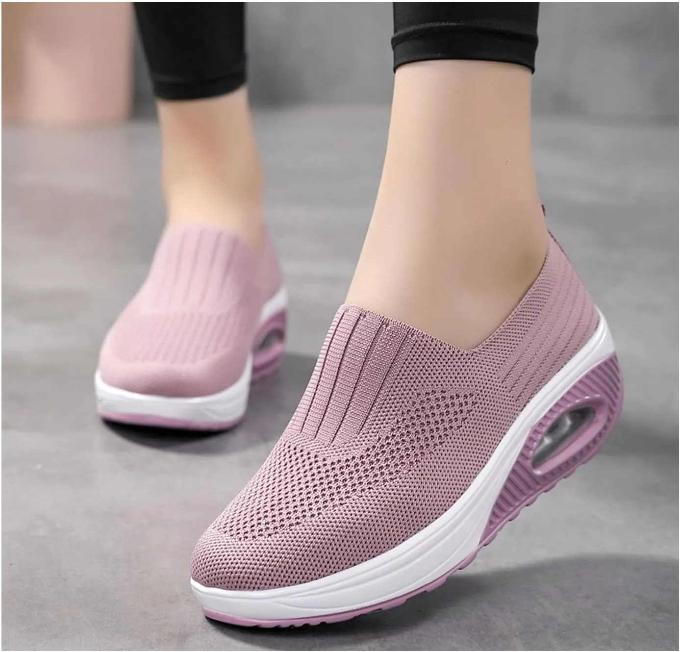 Orthopedic Sneakers for Women Slip-on Light Air Cushion Wedge Walking Shoes Mesh Arch Support Orthopedic Sneakers