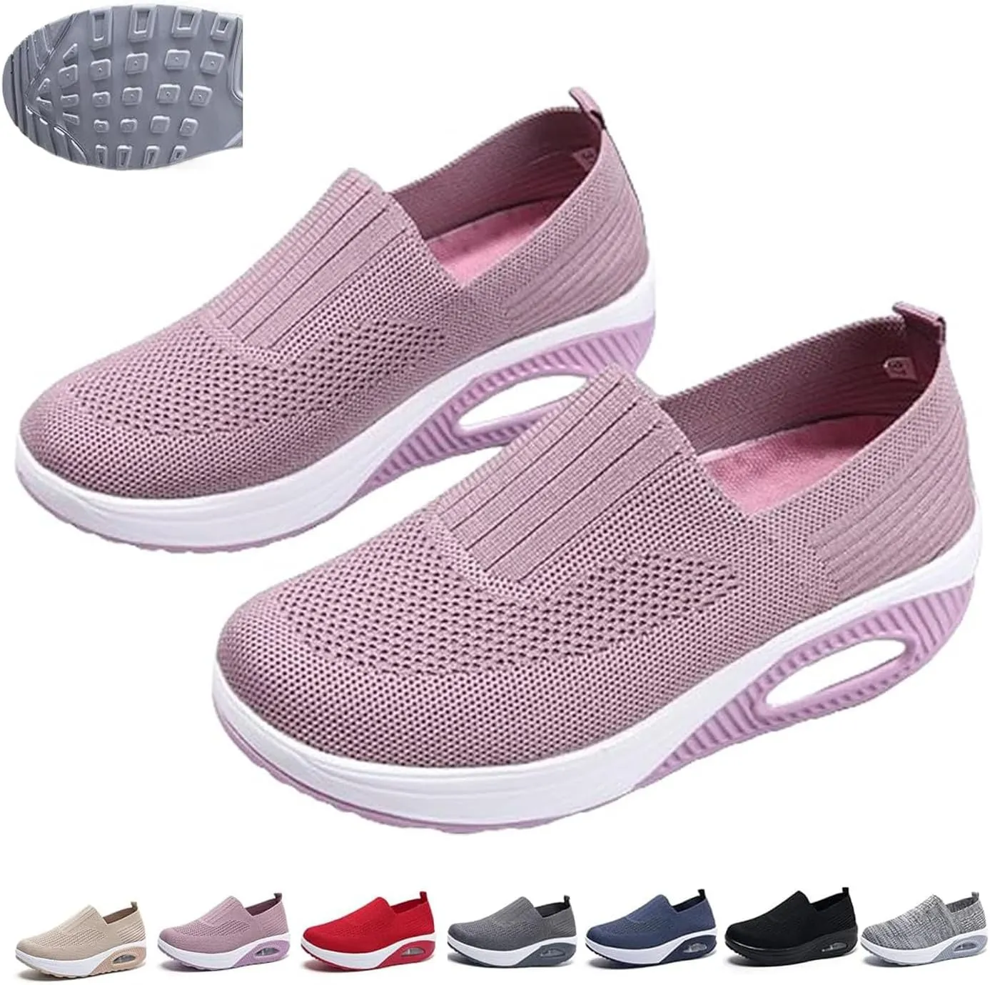 Orthopedic Sneakers for Women Slip-on Light Air Cushion Wedge Walking Shoes Mesh Arch Support Orthopedic Sneakers