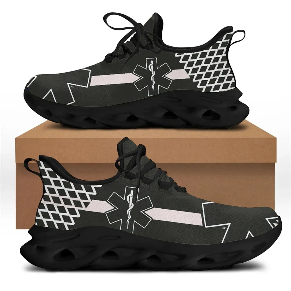 Paramedic EMT EMS Pattern Women Platform Sneakers Breathable Lace up Flat Shoes for Ladies Light Comfort Zapatos