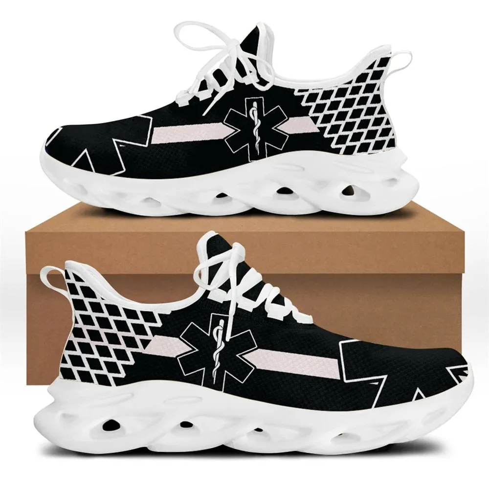 Paramedic EMT EMS Pattern Women Platform Sneakers Breathable Lace up Flat Shoes for Ladies Light Comfort Zapatos