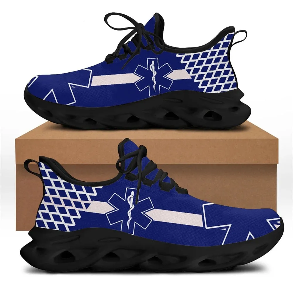 Paramedic EMT EMS Pattern Women Platform Sneakers Breathable Lace up Flat Shoes for Ladies Light Comfort Zapatos