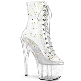 Pleaser Adore 1020C-2 Womens 7" Heel, Platform Front Lace Pole Dance Ankle Boots