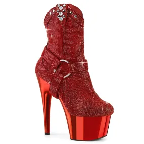 Pleaser Adore 1029CHRS Womens 7" Heel, Platform Ankle Boots