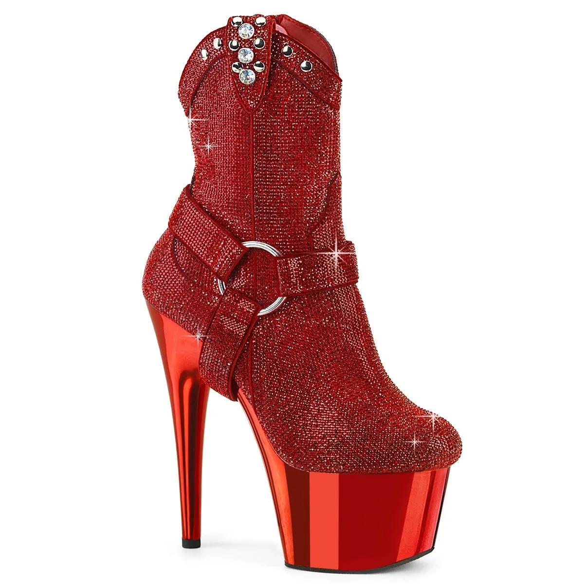 Pleaser Adore 1029CHRS Womens 7" Heel, Platform Ankle Boots
