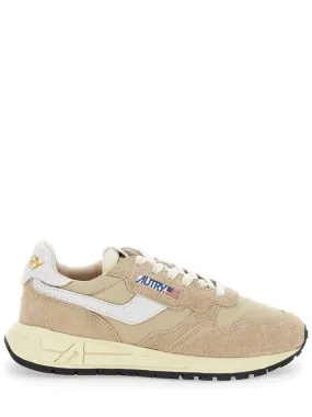 'Reel Wind' Beige Low Top Sneakers With Logo Detail In Suede Woman