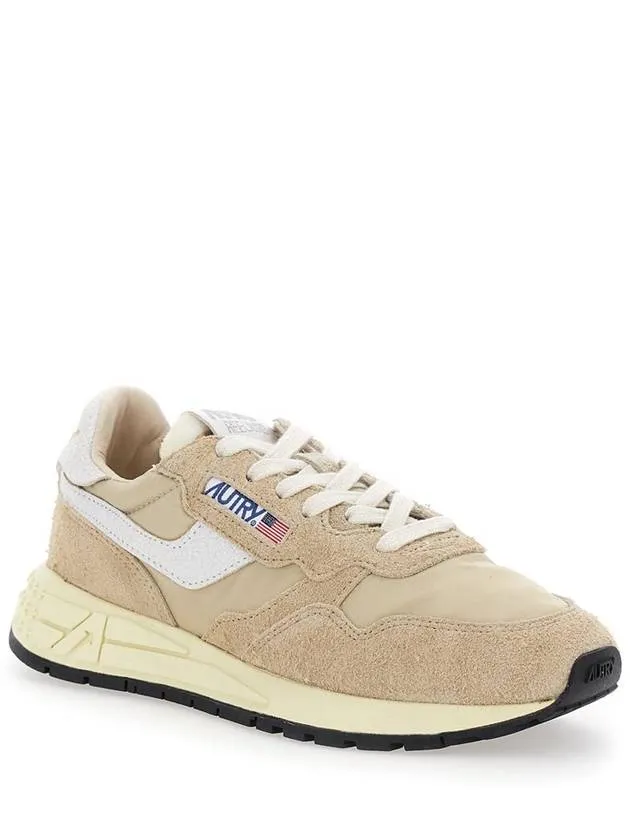 'Reel Wind' Beige Low Top Sneakers With Logo Detail In Suede Woman