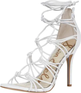 Sam Edelman Adella White Leather Cagez Open Toe Zip Womens Dress Heeled Sandals