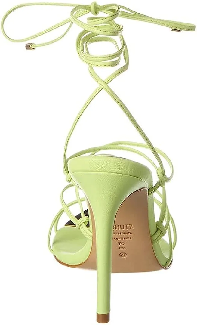 Schutz Hana Green Fresh Strappy Tie Up Open Toe Stiletto High Heel Sandals