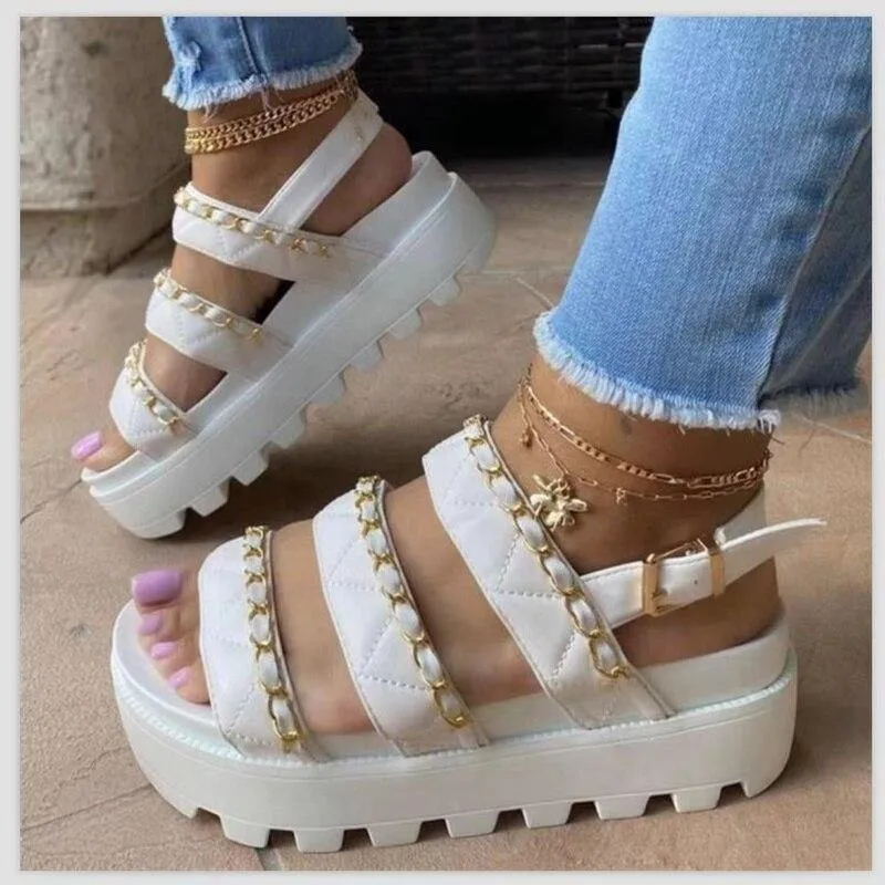 Soft Leather Summer Shoes Wedge Sandals Platform Sandals