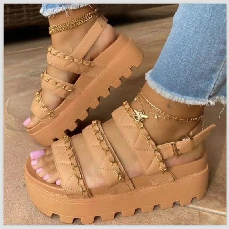 Soft Leather Summer Shoes Wedge Sandals Platform Sandals