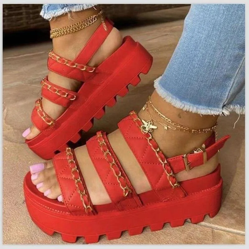 Soft Leather Summer Shoes Wedge Sandals Platform Sandals