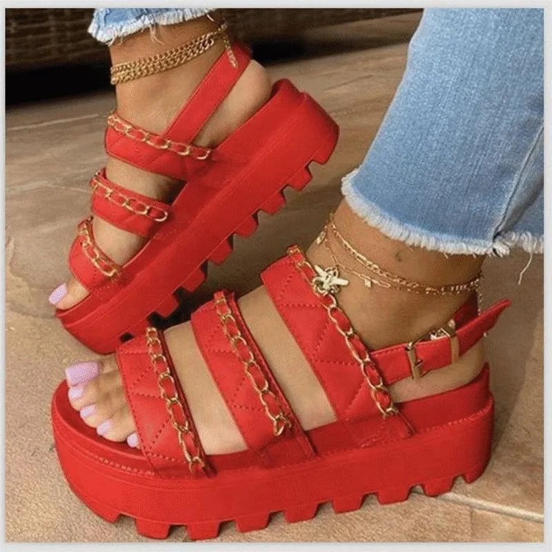 Soft Leather Summer Shoes Wedge Sandals Platform Sandals