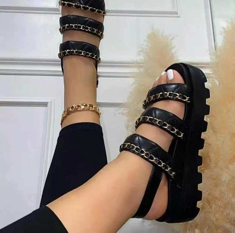 Soft Leather Summer Shoes Wedge Sandals Platform Sandals