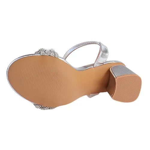 Sorento Block Heeled  Sandals - Roganstown - Silver