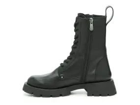 Steve Madden Pledge Black Leather Fashion Chunky Side Zipper Lace Up Ankle Boots