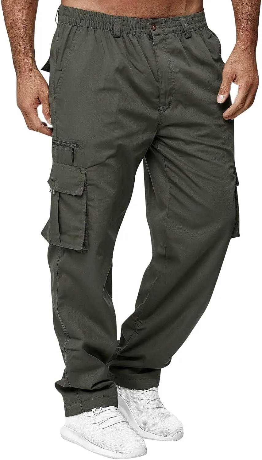 Tactical Pants for Men Military Lightweight Fishing Cargo Pants Relaxed Fit Waterproof Workout Ripstop Work Pants