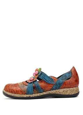 USS Shoes Sther Women's Floral Leather Flat Shoes