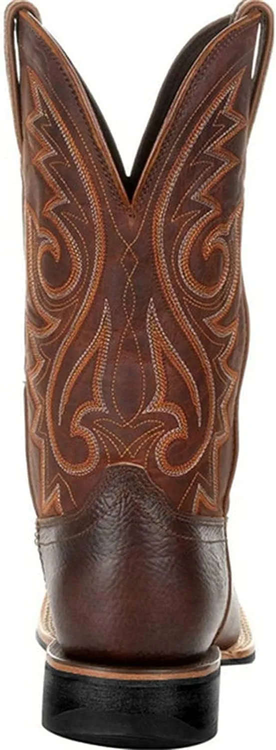 Western Cowboy Boots for Men,Leather Retro Embroidered Middle Tube Thick Soled Lightweight Durable Country Western Boots for Men