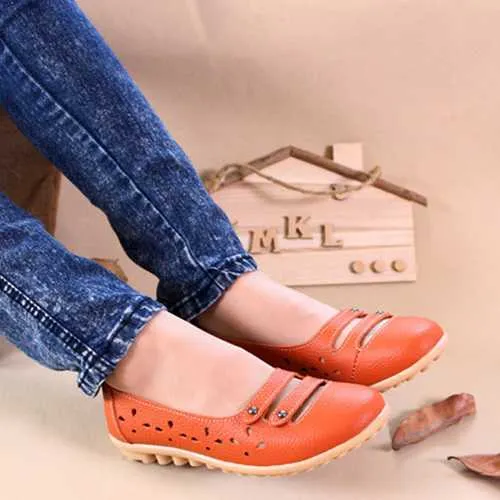 Women Soft Comfortable Summer Outdoor Casual Hollow Out Breathable Flat Loafers Shoes