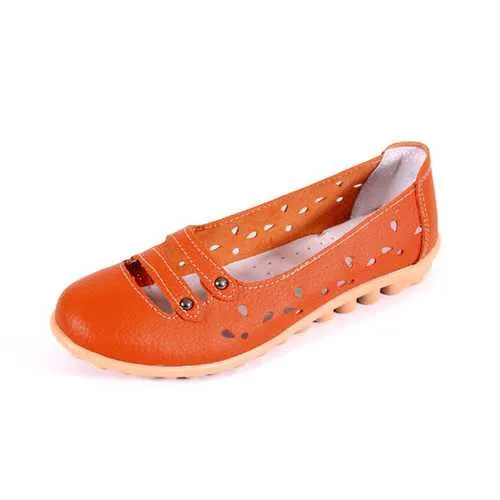 Women Soft Comfortable Summer Outdoor Casual Hollow Out Breathable Flat Loafers Shoes