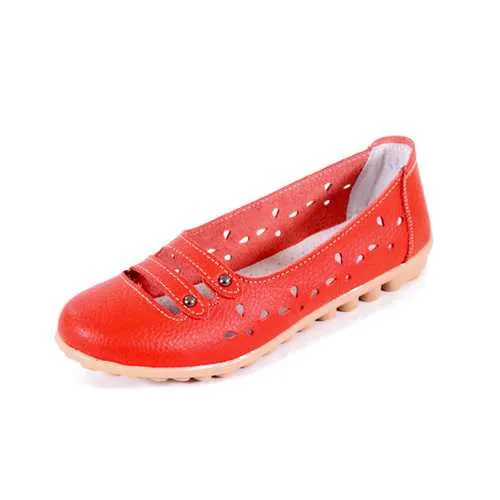 Women Soft Comfortable Summer Outdoor Casual Hollow Out Breathable Flat Loafers Shoes