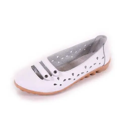 Women Soft Comfortable Summer Outdoor Casual Hollow Out Breathable Flat Loafers Shoes