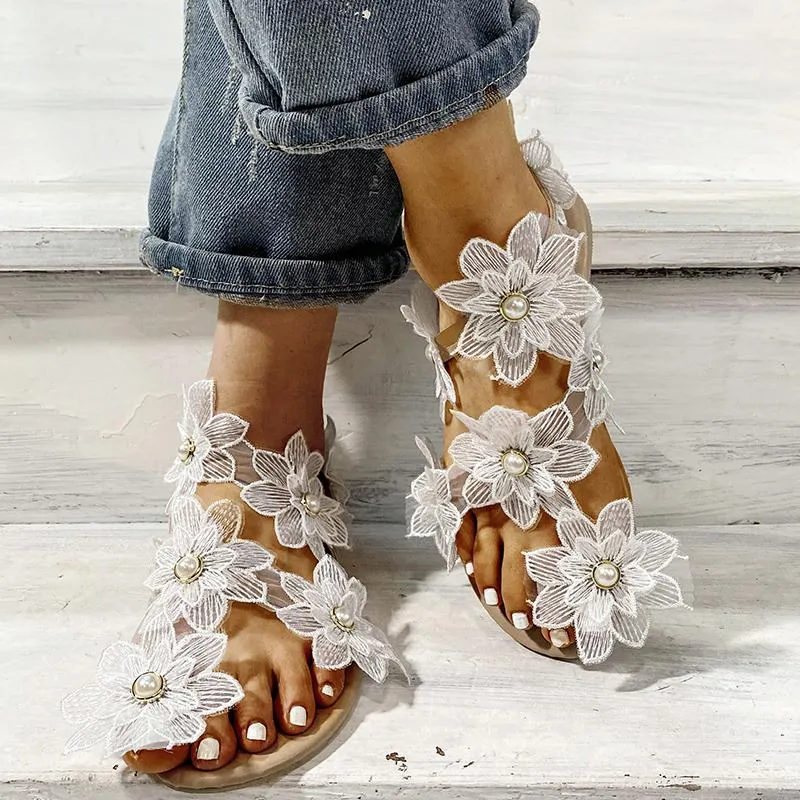 Women Sunflowers White Rhinestone Wedding Sandals