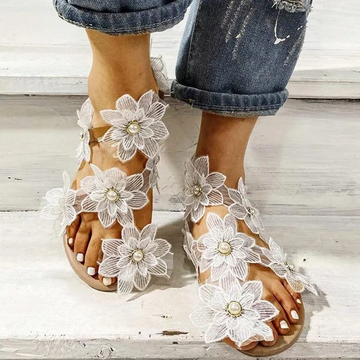 Women Sunflowers White Rhinestone Wedding Sandals