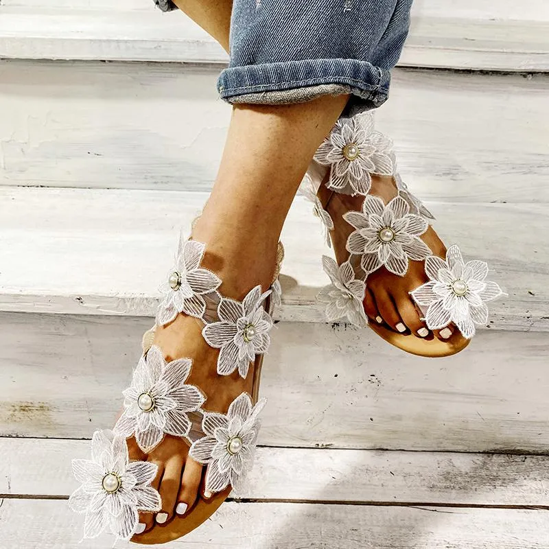 Women Sunflowers White Rhinestone Wedding Sandals