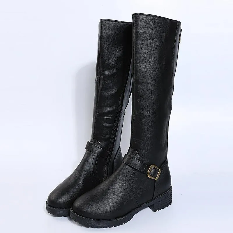 Women's chunky square heel motorcycle boots