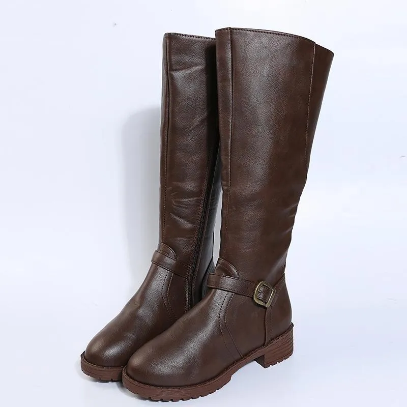 Women's chunky square heel motorcycle boots