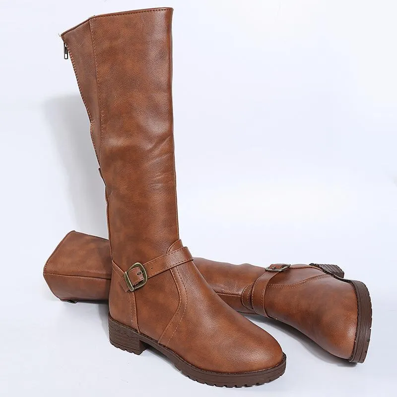 Women's chunky square heel motorcycle boots