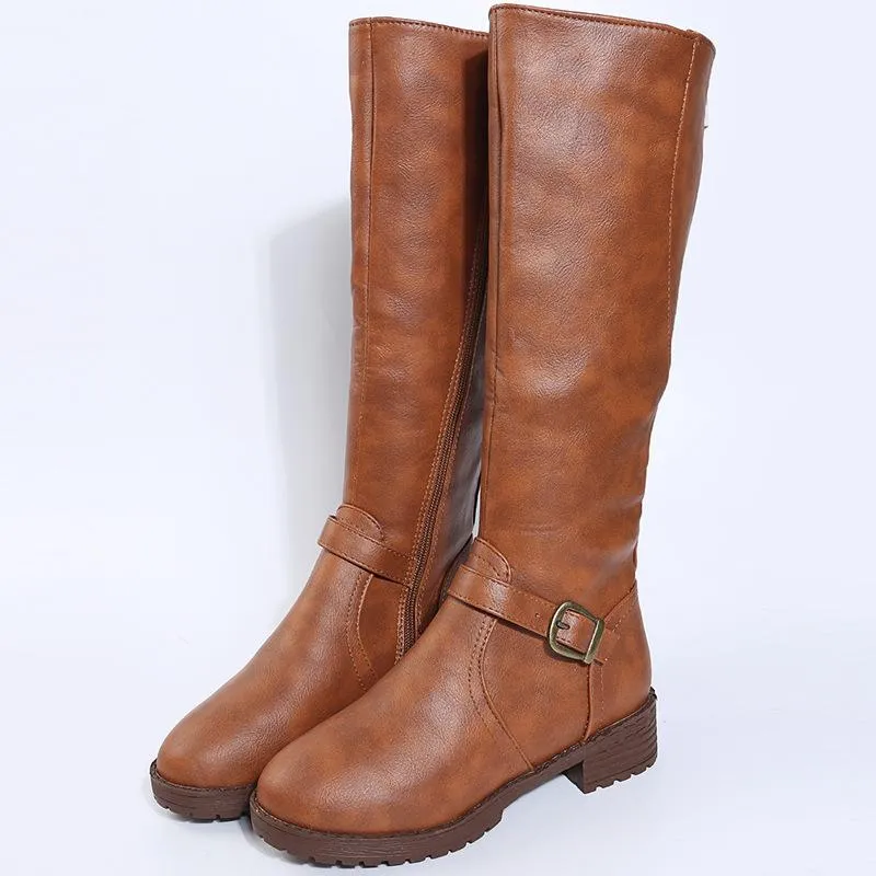 Women's chunky square heel motorcycle boots