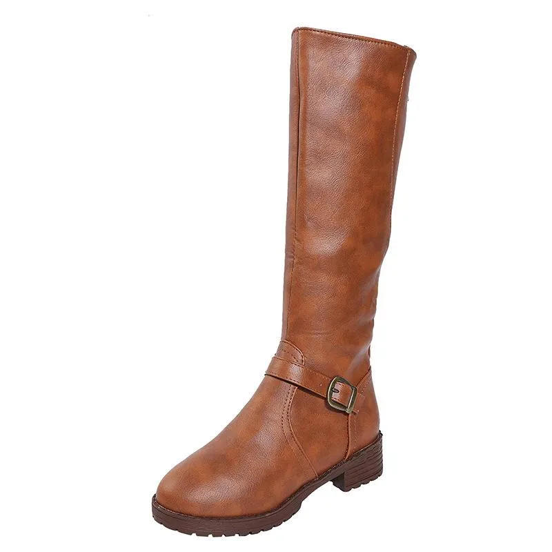 Women's chunky square heel motorcycle boots