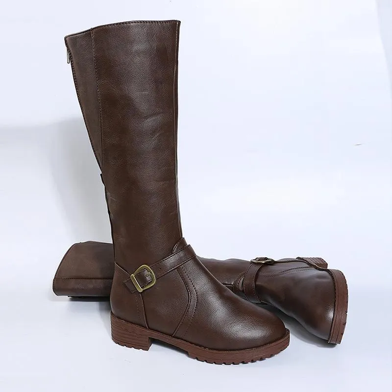Women's chunky square heel motorcycle boots