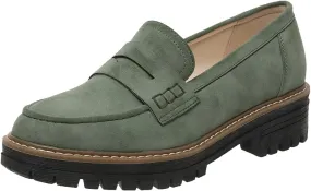 Womens Loafers Slip On Casual Chunky Platform Heel Loafers Classic Penny Dressy Comfy Business Work Shoes Green Beige Black Red US5-11