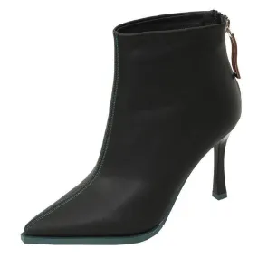 Women's stiletto high heeled back zipper boots pointed toe
