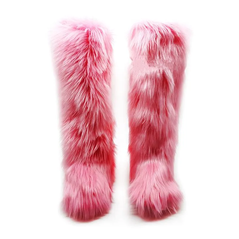 Women's warm plush lining knee high fuzzy snow boots