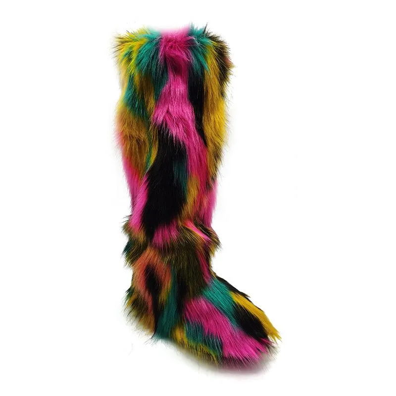 Women's warm plush lining knee high fuzzy snow boots