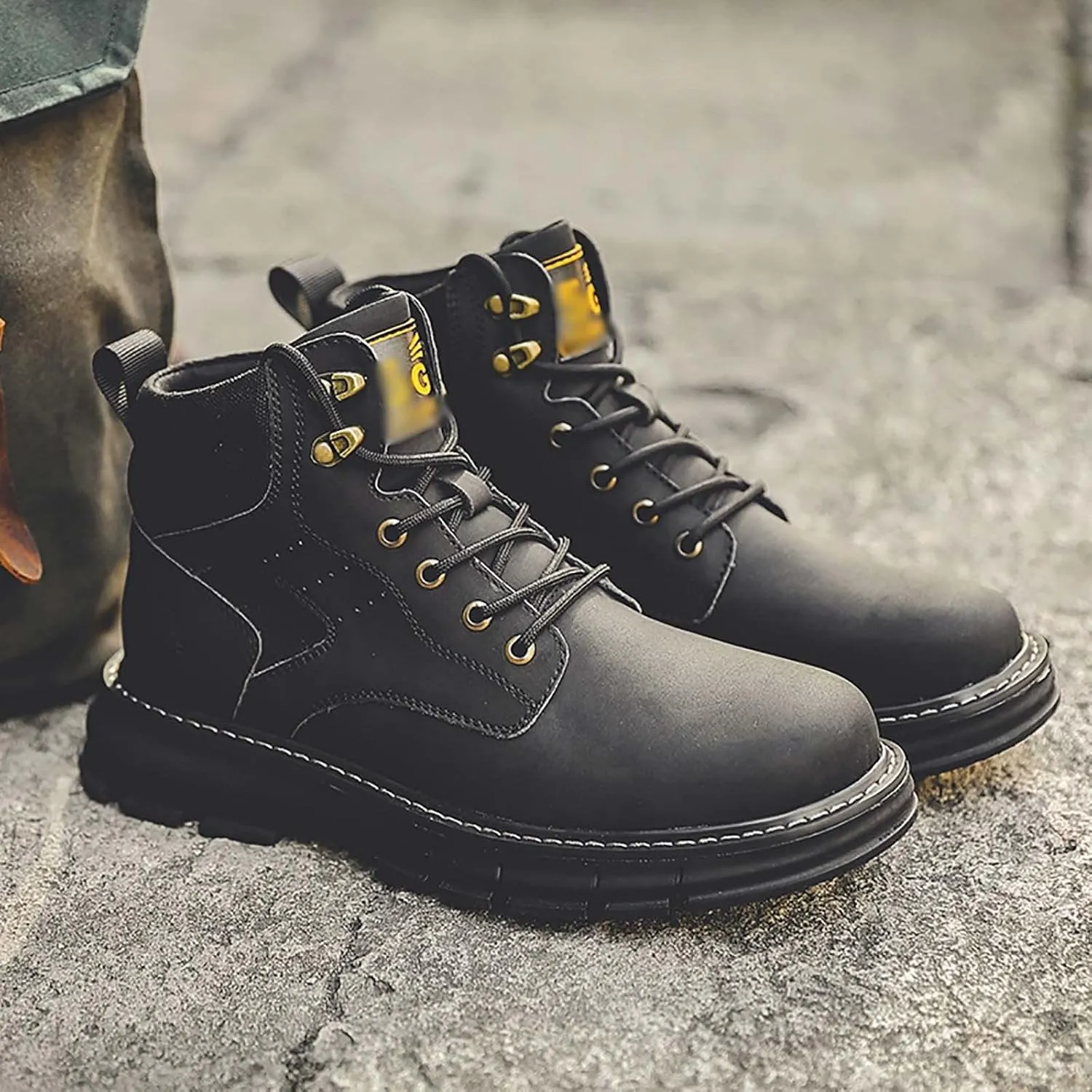 Wzlight Men's Military Tactical Boots Breathable Lightweight Combat Military Boots Men Outdoor Non-Slip Durable Hiking Boots,Black-40